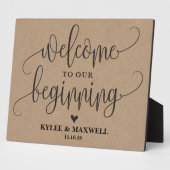 編集可能な最初のサイン結婚へようこそ フォトプラーク (側面)