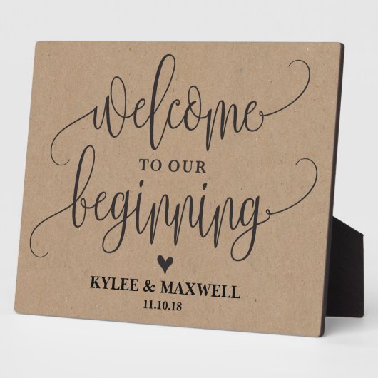 編集可能な最初のサイン結婚へようこそ フォトプラーク (側面)