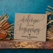 編集可能な最初のサイン結婚へようこそ フォトプラーク (側面)