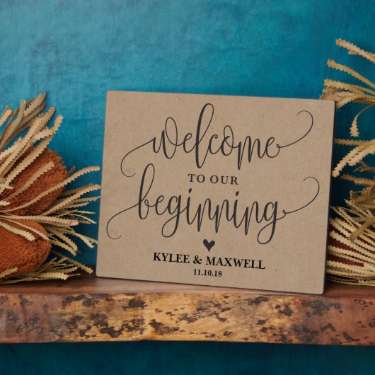 編集可能な最初のサイン結婚へようこそ フォトプラーク (側面)