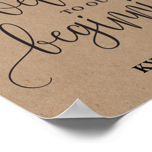 編集可能な最初のサイン結婚へようこそ ポスター (角)