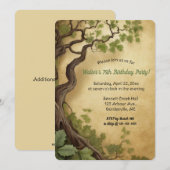 編集可能な木と緑の葉 招待状 (正面/裏面)