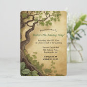 編集可能な木と緑の葉 招待状 (スタンド正面)