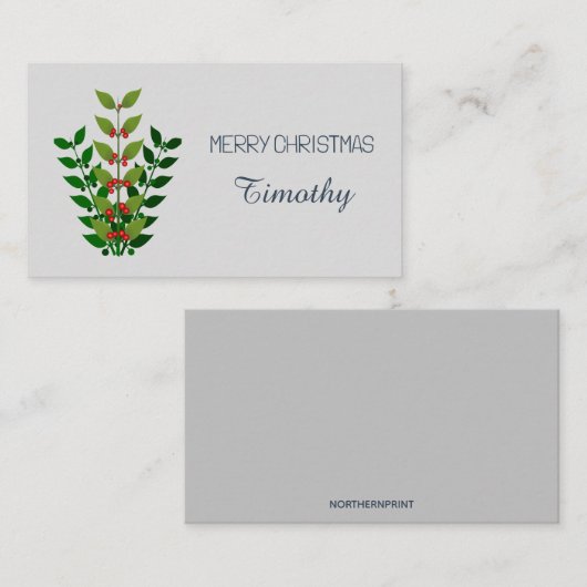 編集可能な枝と果実のクリスマス プレイスカード (正面/裏面)