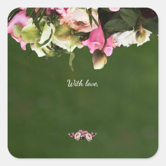 編集可能な植物のギフトタグ | エレガントなステッカー スクエアシール