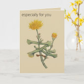 編集可能な植物の斧葉のイカリソウのマリーゴールド カード (黄色い花)