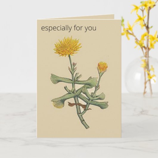 編集可能な植物の斧葉のイカリソウのマリーゴールド カード (黄色い花)