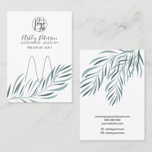 編集可能な椰子の葉のロゴジュエリーリングホルダー 名刺 (正面/裏面)