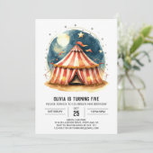 編集可能な楽しいサーカステント誕生日 招待状 (スタンド正面)