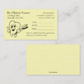 編集可能な歯イエロー水玉模様歯科アポイントメント 名刺 (正面/裏面)