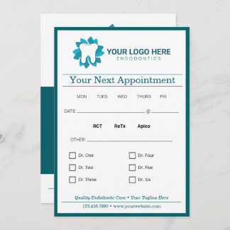 編集可能な歯科次アポイントメント 招待状