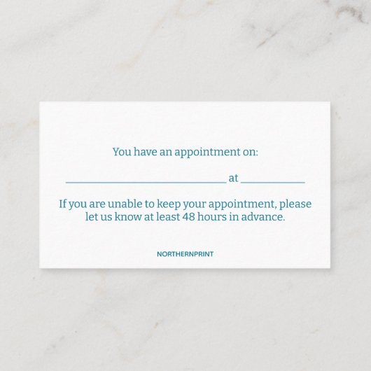 編集可能な歯科衛生士アポイントメントと 名刺 (裏面)