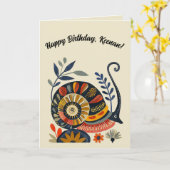 編集可能な民俗アートのカタツムリ カード (黄色い花)