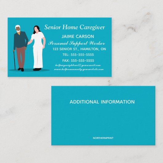 編集可能な気に家庭および個人介護サービス 名刺 (正面/裏面)
