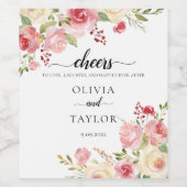 編集可能な水の色の花の応援を愛する ワインラベル (シングルラベル)