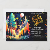 編集可能な水の色ホタルの森の赤ちゃんシャワー 招待状 (正面)