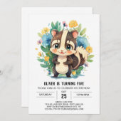 編集可能な水カラースクンクボーイ誕生日 招待状 (正面/裏面)