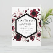 編集可能な水カラーBurgundy 結婚's セーブザデート (スタンド正面)