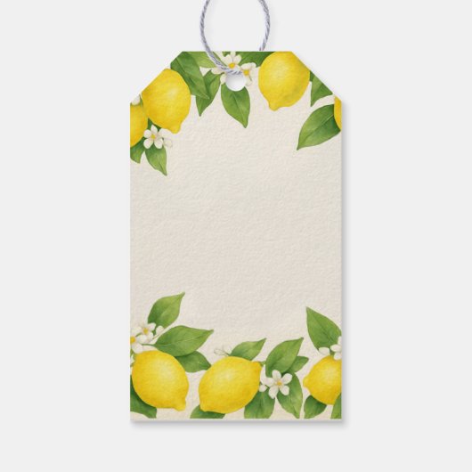 編集可能な水彩のレモンと花のギフトタグ ギフトタグ (裏面)