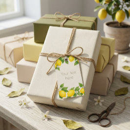 編集可能な水彩のレモンと花のギフトタグ ギフトタグ