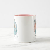 編集可能な水彩ブルーピンクカボチャ名秋 ツートーンマグカップ (中央)