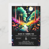 編集可能な水彩ホタルの森誕生日 招待状 (正面)