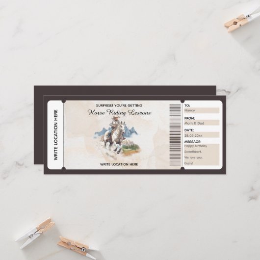 編集可能な水彩馬術ギフト証明書 カード (正面/裏面インサイチュ)