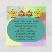 編集可能な水彩 かわいいデイケア ベビーシッター 星 スクエア名刺 (裏面)