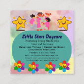 編集可能な水彩 かわいいデイケア ベビーシッター 星 スクエア名刺 (正面)