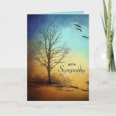 編集可能な水色のツリーと鳥の悔やみや弔慰 カード (正面)
