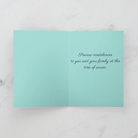 編集可能な水色のツリーと鳥の悔やみや弔慰 カード (内部)