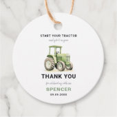 編集可能な水色グリーントラクター誕生日 フェイバータグ (正面)