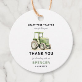 編集可能な水色グリーントラクター誕生日 フェイバータグ