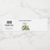 編集可能な水色グリーントラクター誕生日 ペットボトルラベル (シングルラベル)