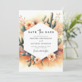 編集可能な水色サボテン結婚ズ セーブザデート (スタンド正面)