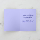 編集可能な水色ドットとストライプのカード（蝶付き） カード (内部)