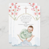 編集可能な水色バプテスマ招待状 招待状 (正面/裏面)