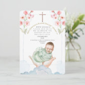 編集可能な水色バプテスマ招待状 招待状 (スタンド正面)