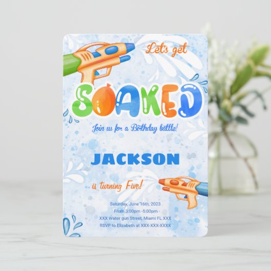 編集可能な水鉄砲招待状 招待状 (スタンド正面)