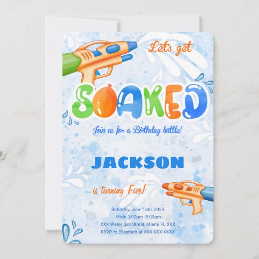 編集可能な水鉄砲招待状 招待状 (正面)