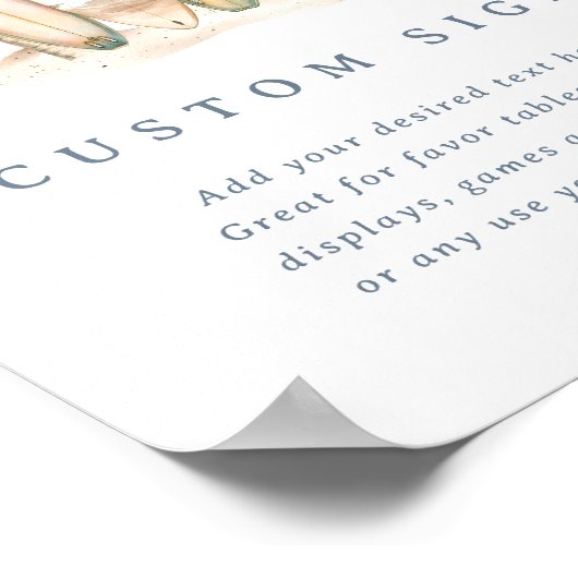 編集可能な沿岸サーフベビーシャワーサインテンプレート ポスター (角)