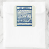 編集可能な波上のカモメのブックプレート スクエアシール (バッグ)