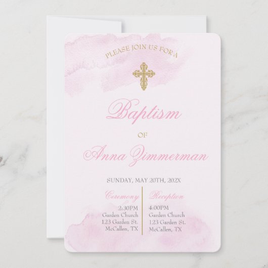 編集可能な洗礼少女 招待状 (正面)