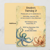 編集可能な海のタコの招待状 招待状 (正面/裏面)