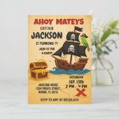 編集可能な海賊宝物地図誕生日招待状 招待状 (スタンド正面)