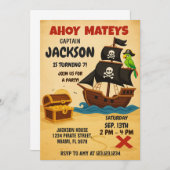 編集可能な海賊宝物地図誕生日招待状 招待状 (正面/裏面)