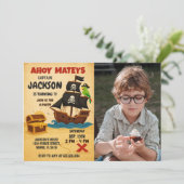 編集可能な海賊宝物地図誕生日招待状 招待状 (スタンド正面)