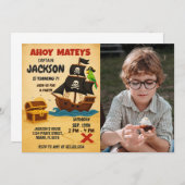 編集可能な海賊宝物地図誕生日招待状 招待状 (正面/裏面)