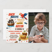 編集可能な海賊誕生日パーティーの招待 招待状 (正面/裏面)