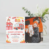 編集可能な消防車の写真招待状 招待状 (スタンド正面)